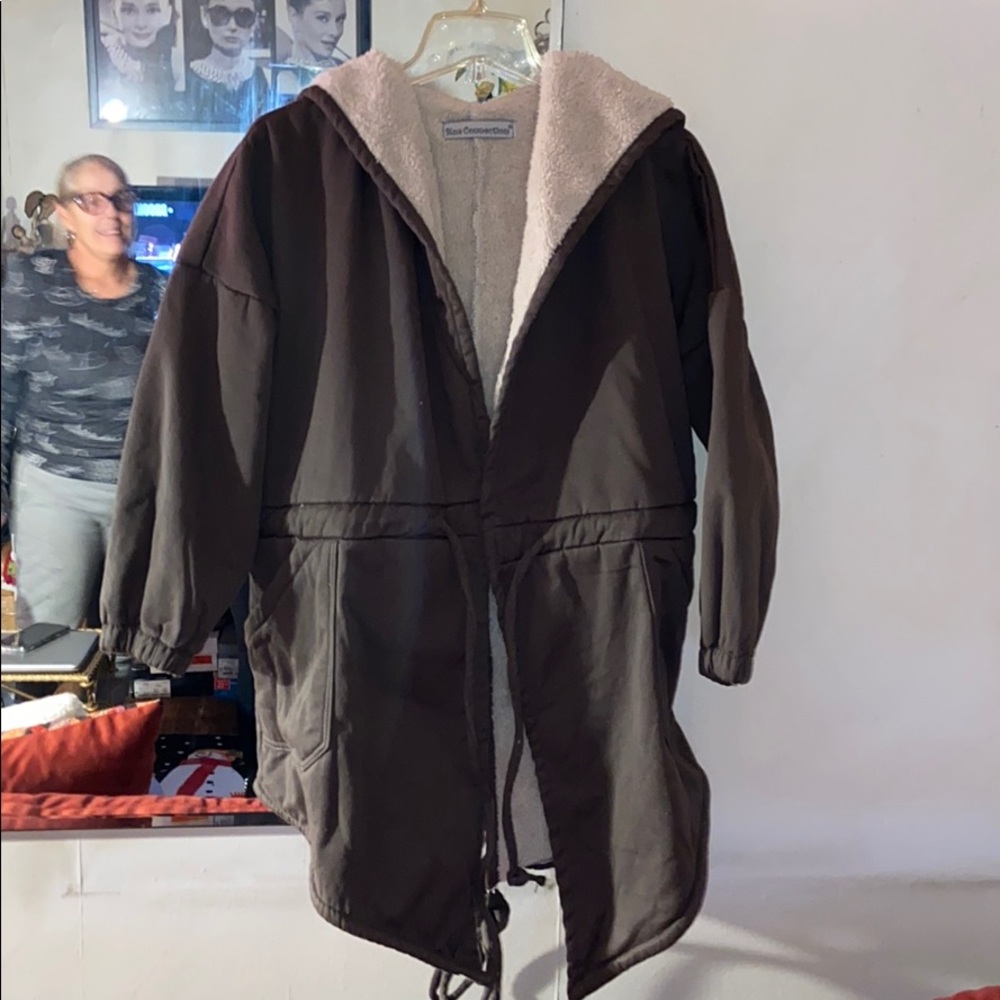 Khaki fleece lined coat